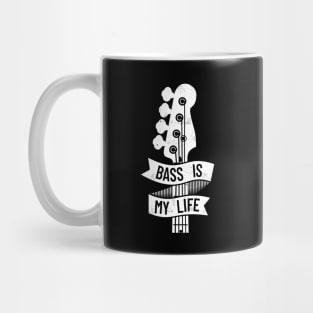 Bass is My Life Bass Guitar Headstock Dark Theme Mug